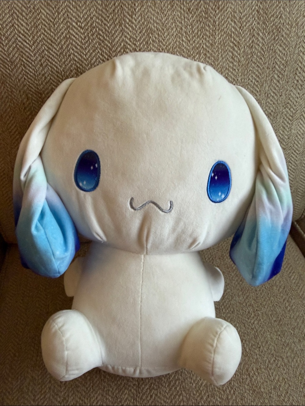 Plush Cinnamon Roll with Blue Gradient Ears Stuffed Animal